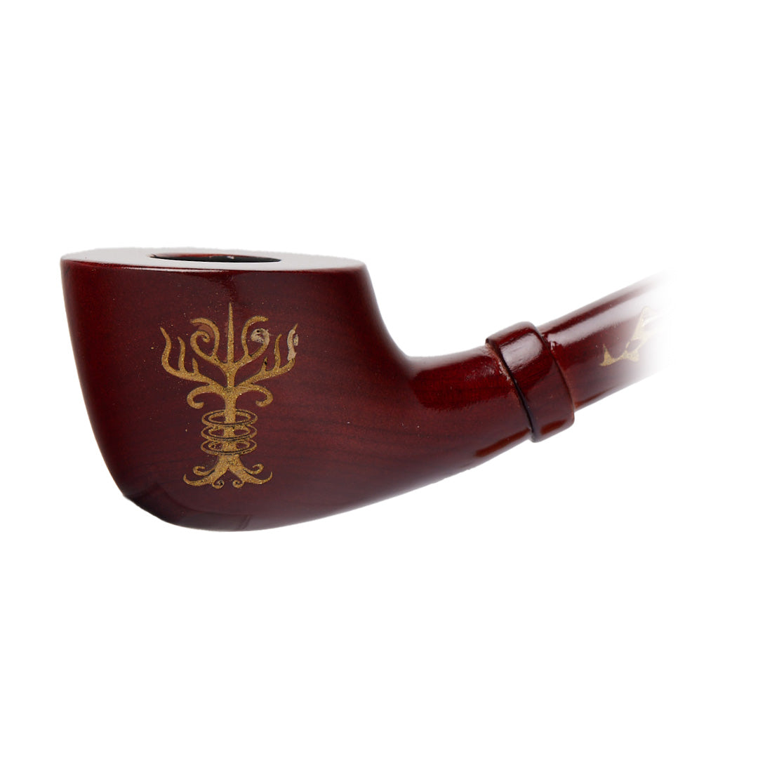 Shire Pipes Engraved Cherry Wood Hand Pipe - LOTR Edition with Intricate Design Side View