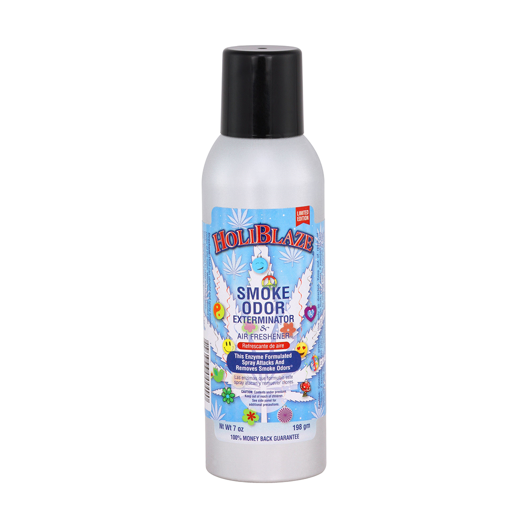 Smoke Odor 7oz Enzyme Spray in Holiblaze Scent, Front View on Seamless White