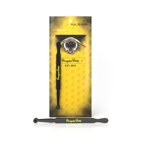 Honeybee Herb Pearl Tweezers V3 - Sleek Black Design with Branding, Front View
