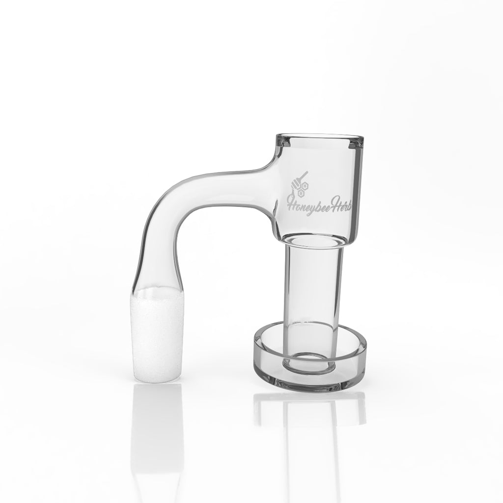Honeybee Herb Honeysuckle Bevel Quartz Banger 90° Degree, Clear, 25mm, with Logo