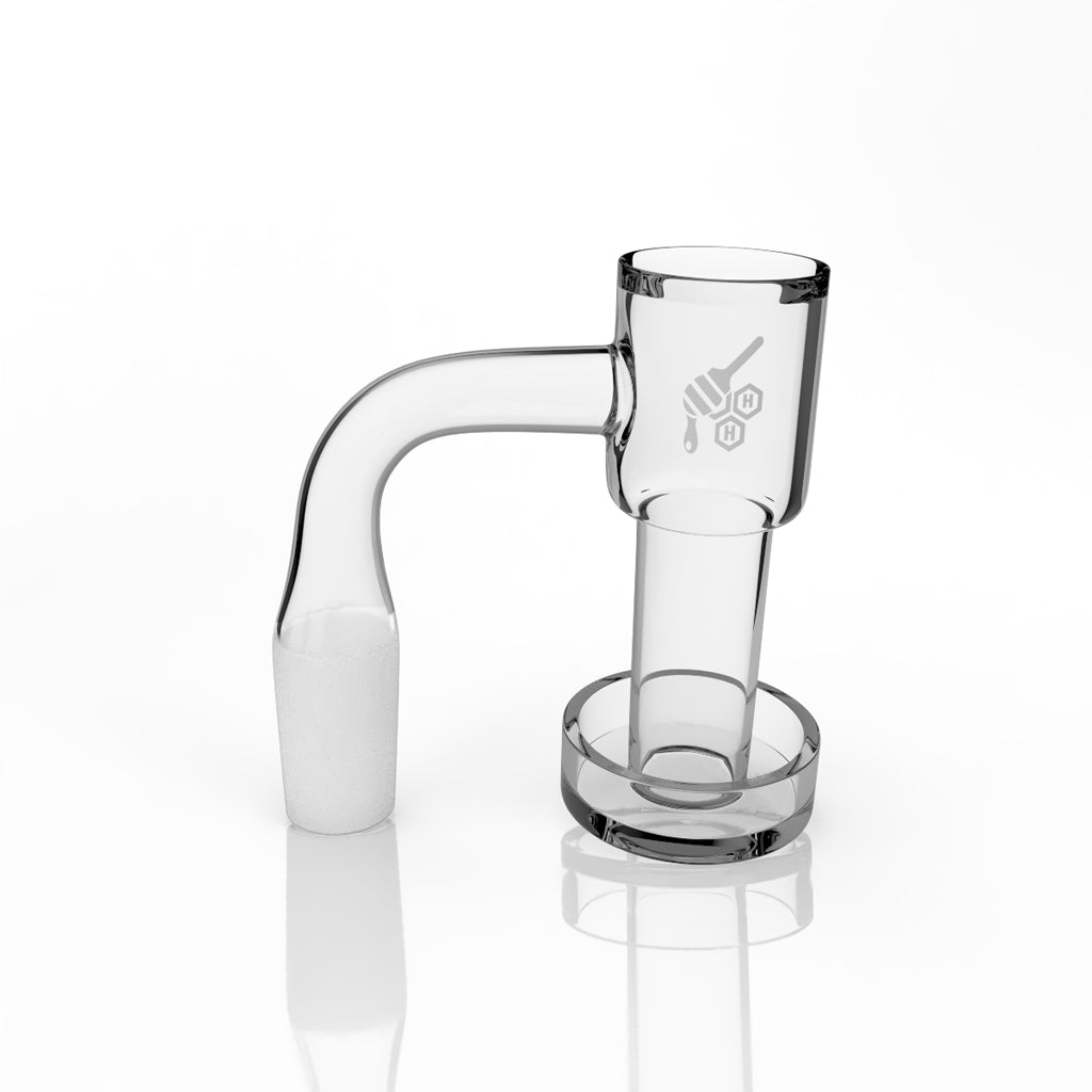 HoneySuckle Bevel Quartz Banger at 90° degree angle, clear flat top design for dab rigs