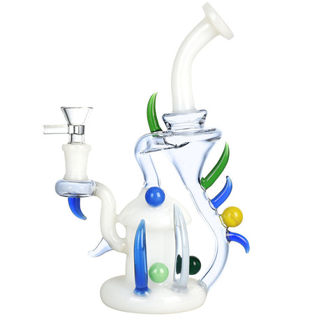 9" Hornamental Recycler Water Pipe with Borosilicate Glass, Front View on White Background