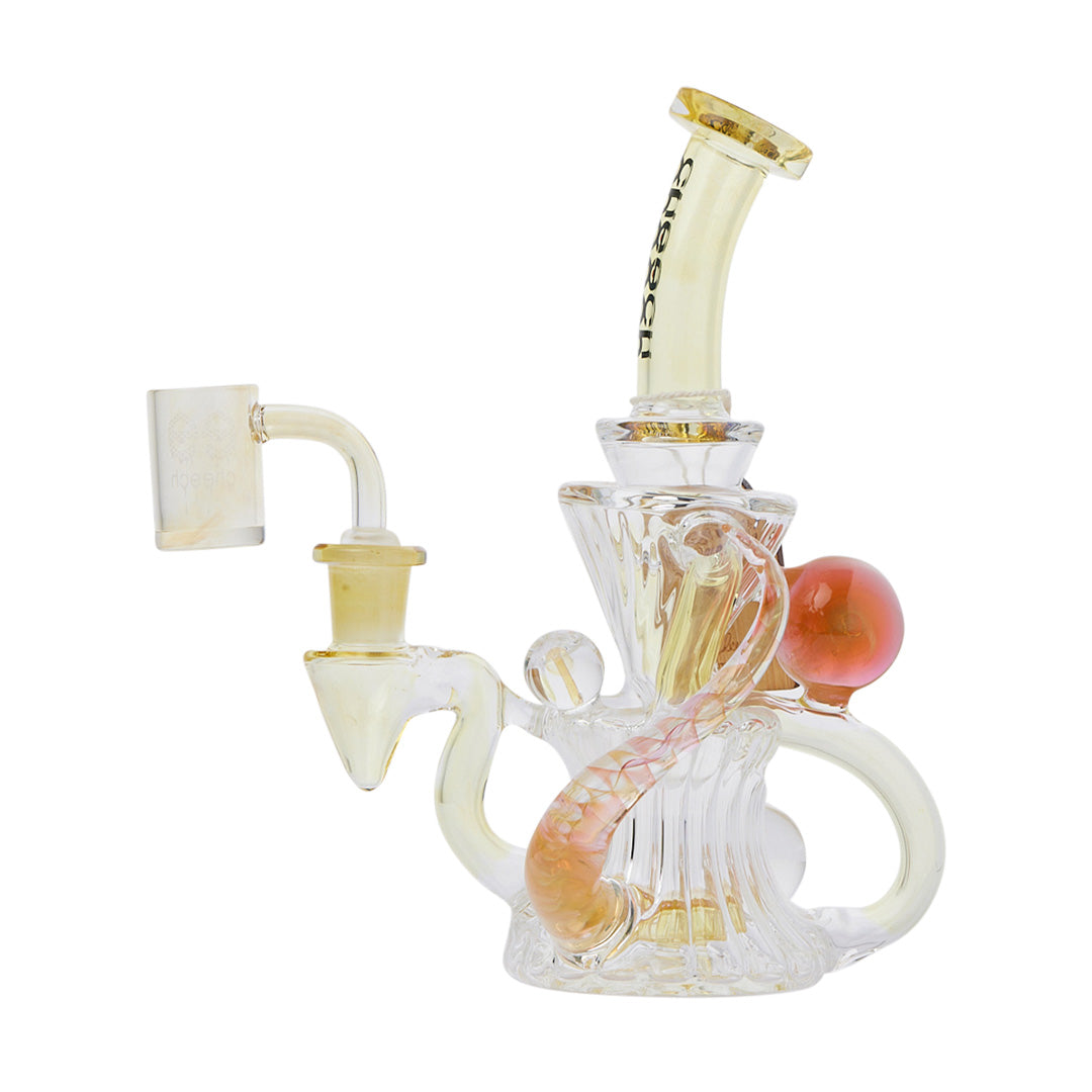 Cheech Glass 8" The Fumed Huncho Dab Rig with Color Accents - Front View