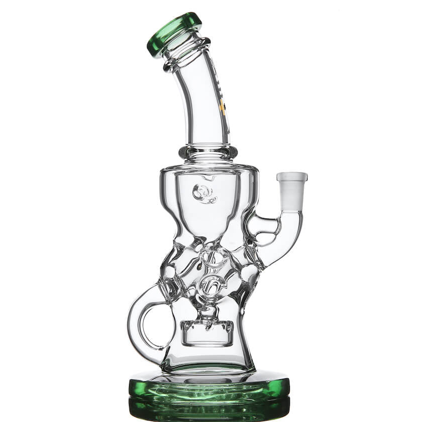 Beta Glass Labs Alpha 2.0 Dab Rig in Green Stardust with 10mm Female Joint, Front View