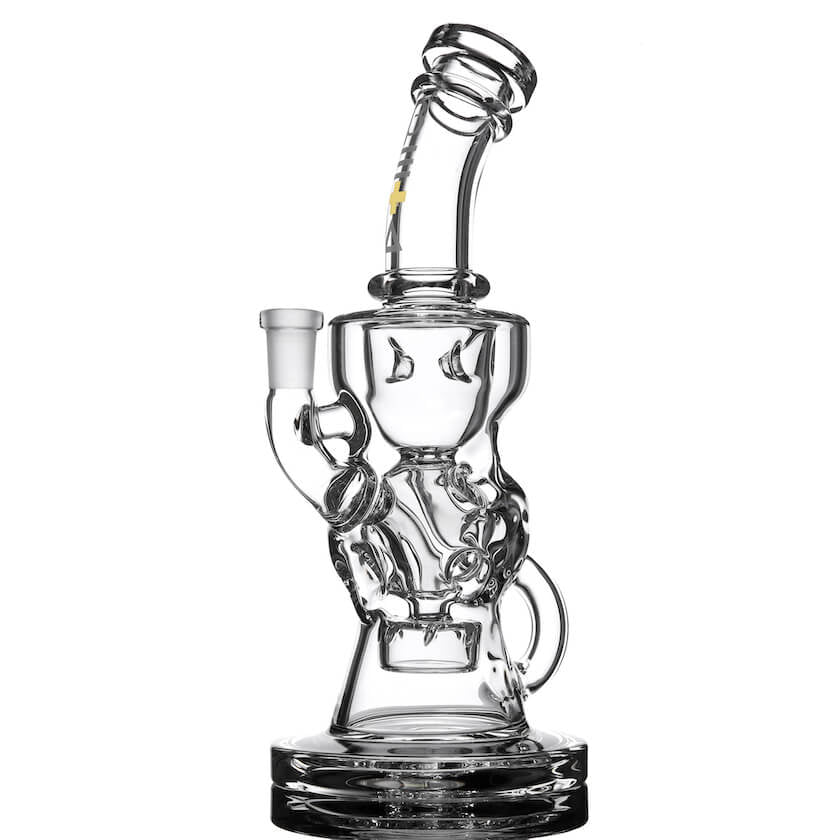 Beta Glass Labs Alpha 2.0 Dab Rig, Clear with 14mm Female Joint, Front View on White Background
