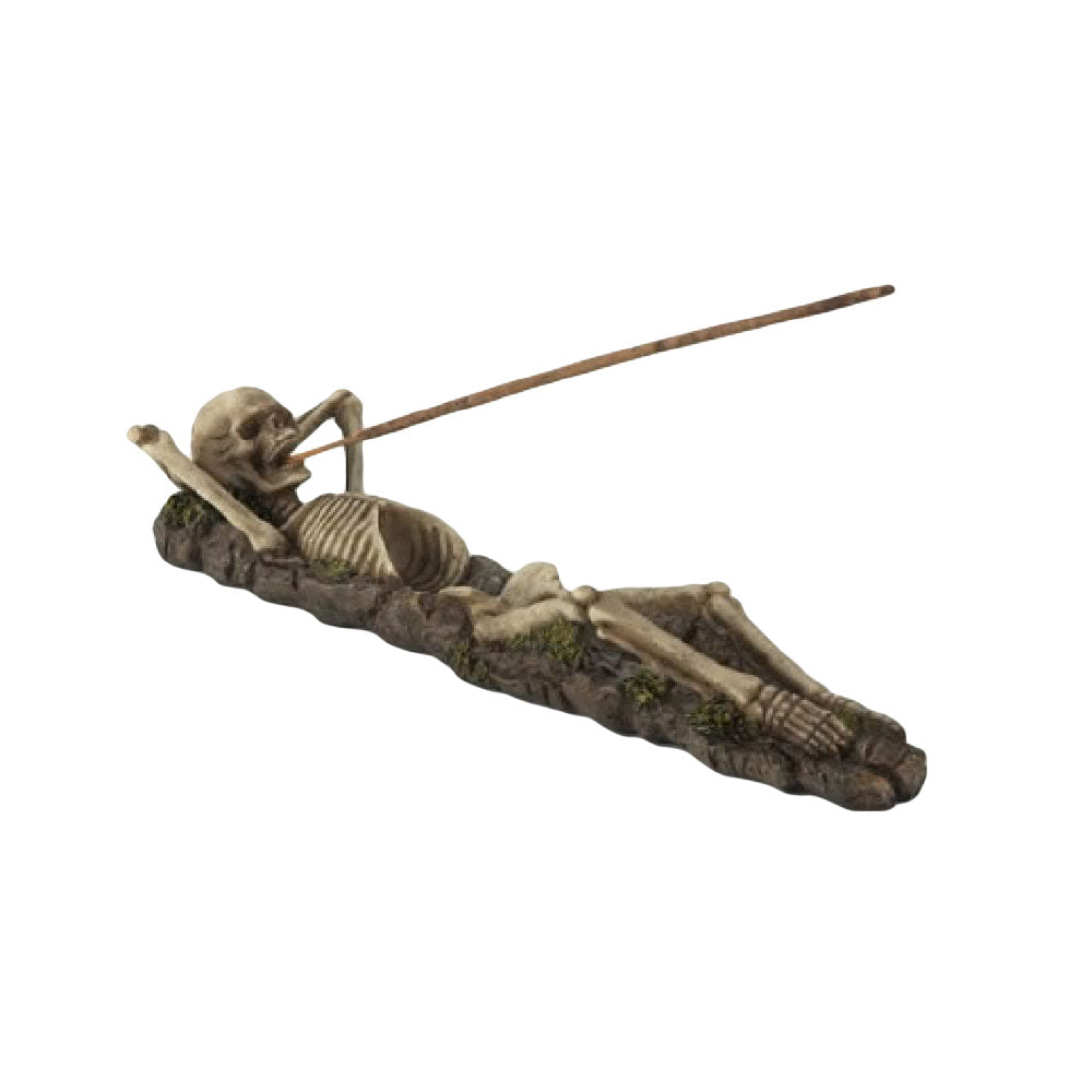 Polyresin Skeleton Incense Burner, 10" Length, Novelty Home Decor, Front View