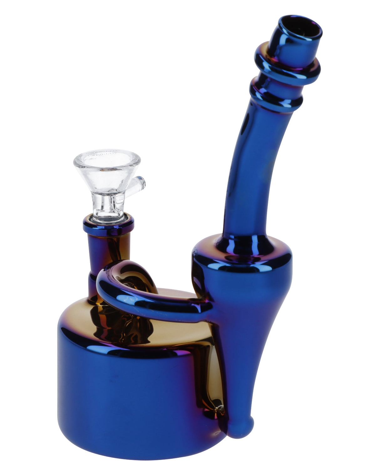 Valiant Distribution Iridescent Quartz Puck Bubbler Bong, 6" compact size, 90 degree joint