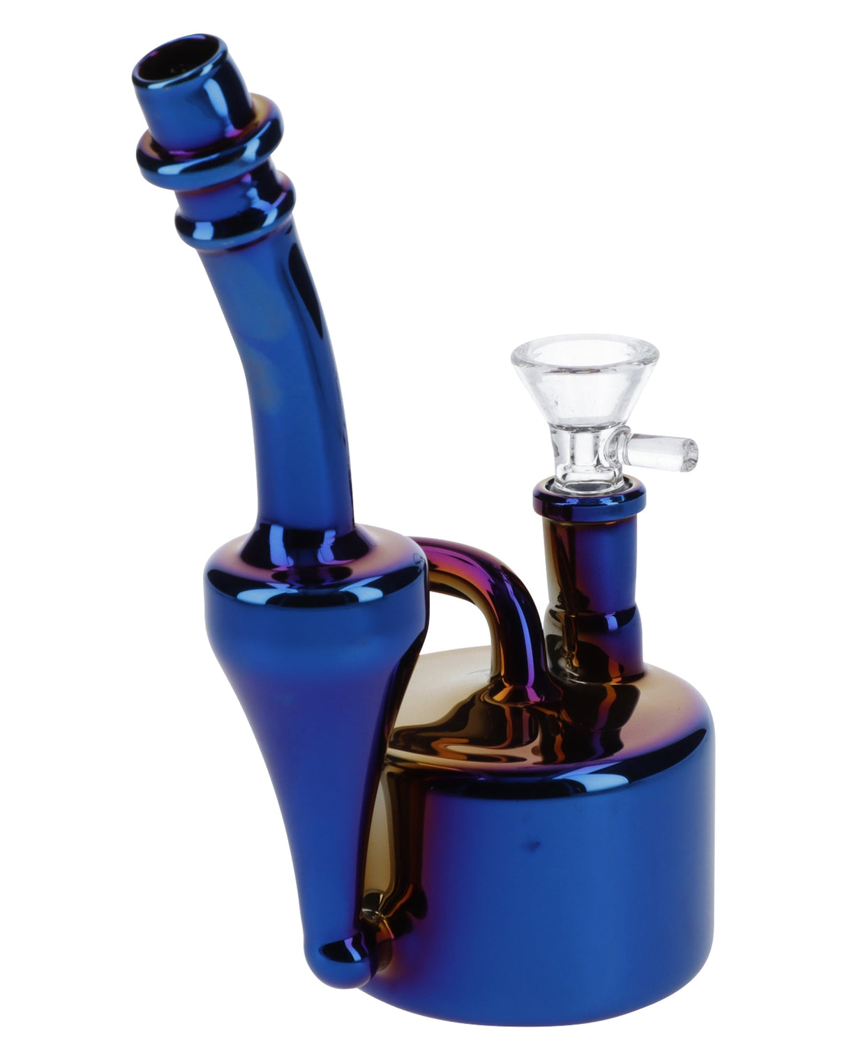 Valiant Distribution Iridescent Quartz Puck Bubbler Bong, 6" Portable Size, 90 Degree Joint