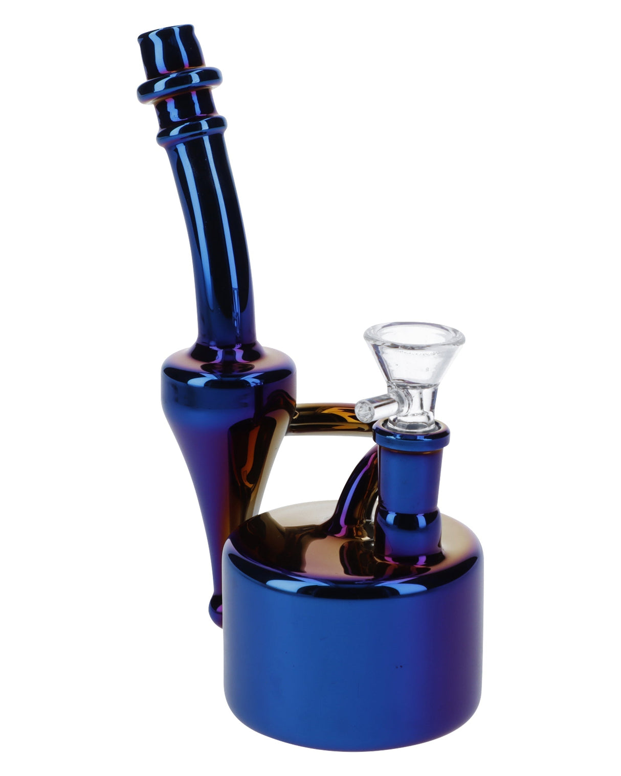 Valiant Distribution Iridescent Quartz Puck Bubbler Bong, 6" Compact Design, 90 Degree Joint