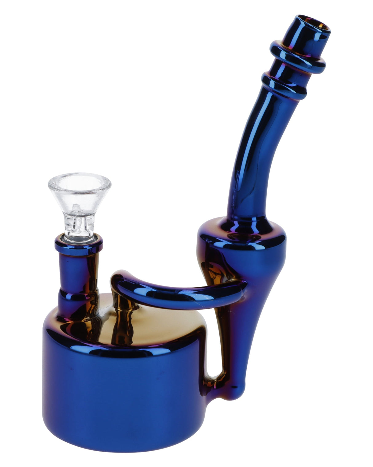 Iridescent Quartz Puck Bubbler Bong by Valiant Distribution, 6" Compact Design, 90 Degree Joint