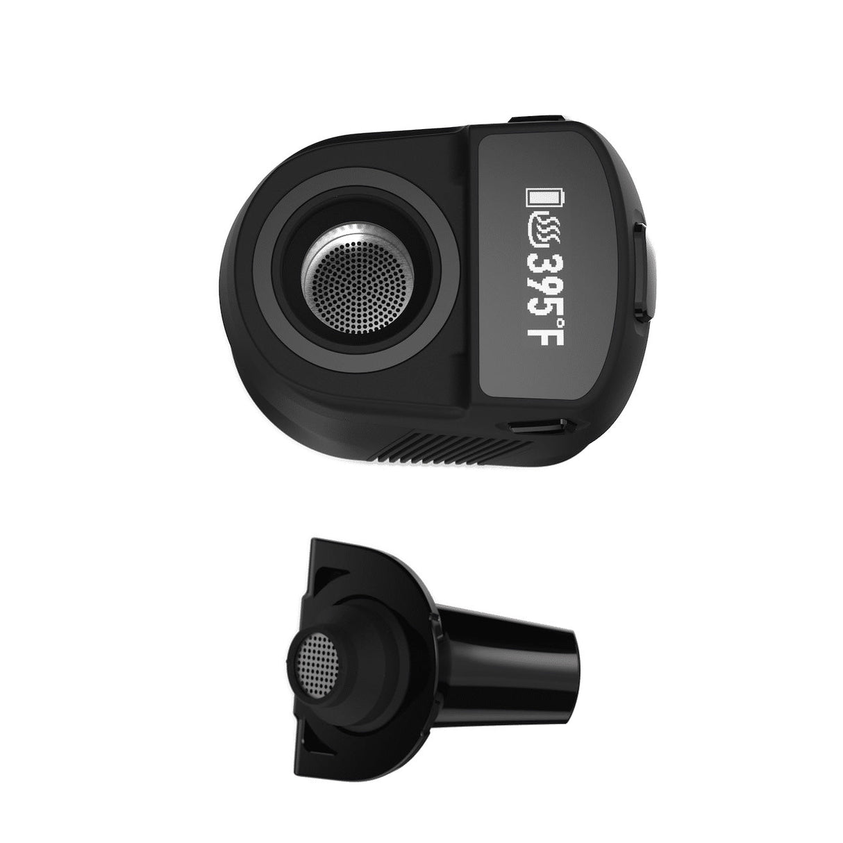 Boundless Tera Vaporizer by Boundless Technology, top and side views on white background