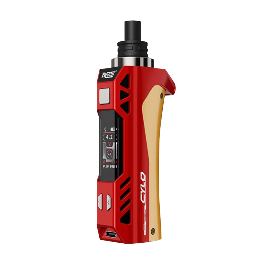 Yocan Cylo Vaporizer in Red Gold - Ergonomic Design with Digital Display - Side View
