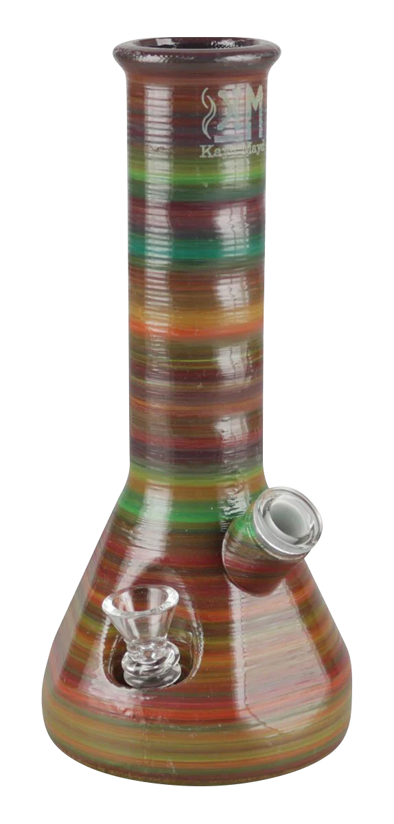 Kayd Mayd 3D Printed Classic Beaker Bong with Colorful Striped Design - Front View