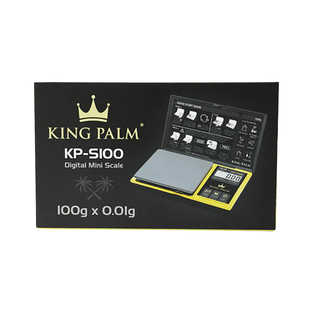 King Palm Gold-Plated Black Digital Mini Scale with 0.01g accuracy on white background