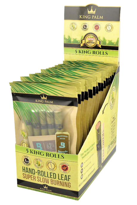 King Palm King Size Pre-Roll Wraps 15 Pack Display, Super Slow Burning