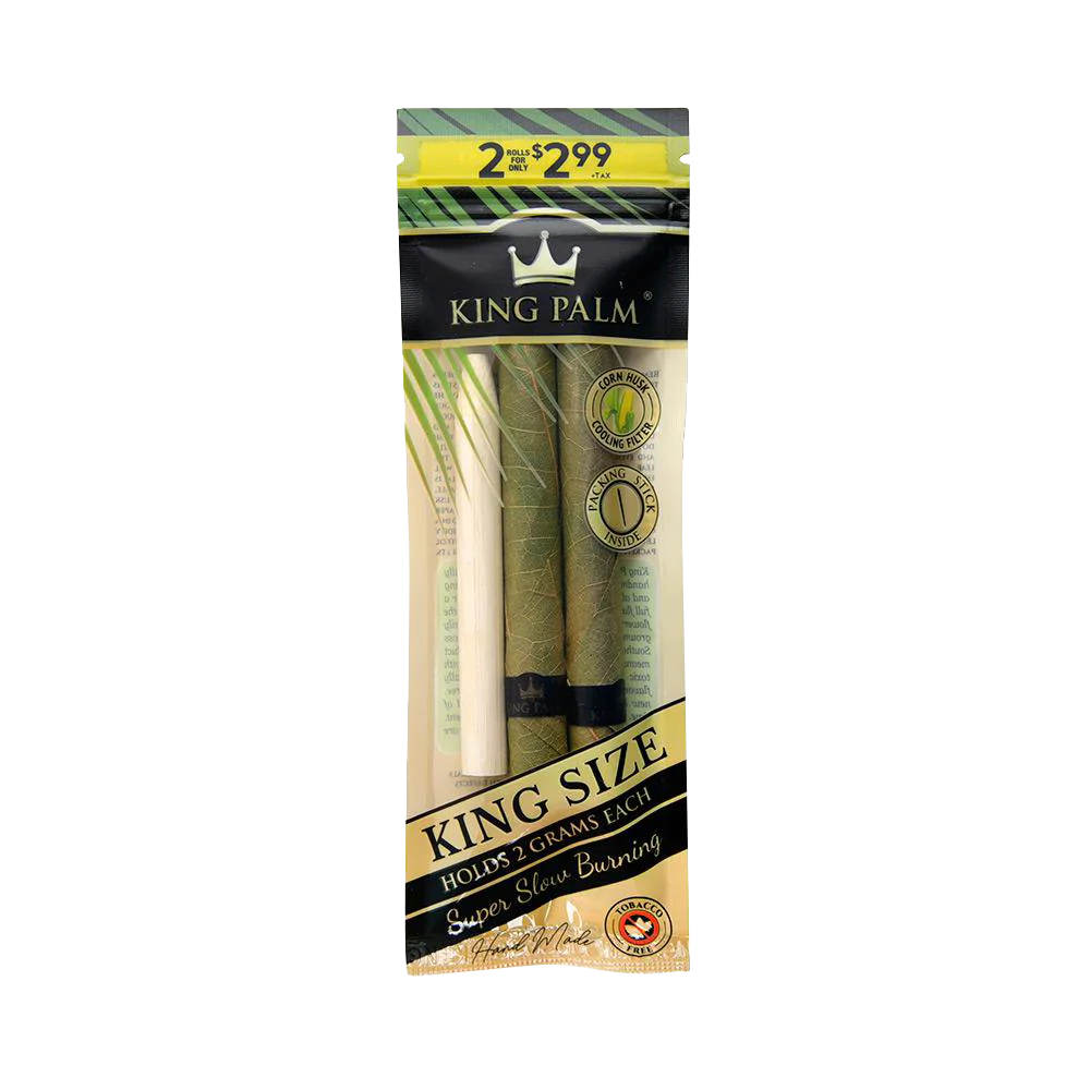 King Palm Kingsize Pre-Roll Wraps package front view displaying 2 rolls for $2.99