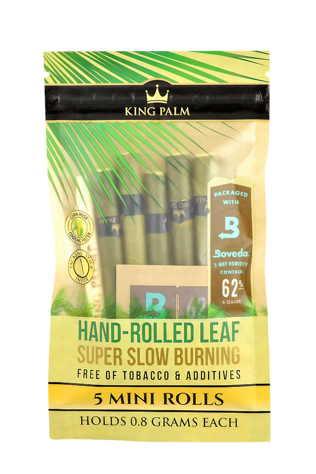 King Palm Mini Rolls Wrap Pouches, 75 Pack, for Dry Herbs, Front View