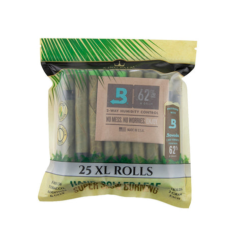 King Palm Pre-Roll Wraps King XL 8 Pack front view with humidity control packet