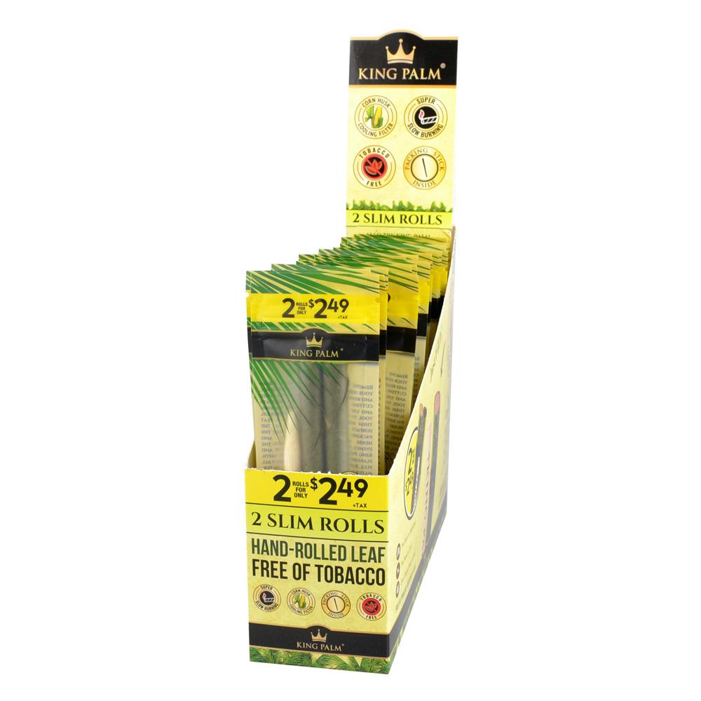 King Palm Slim Pre-Roll Wraps 20 Pack display box with flavor seal, front view