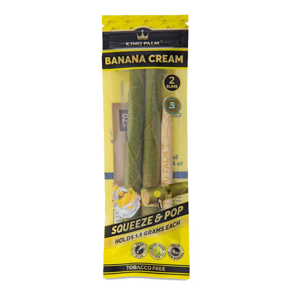 King Palm Slim Pre-Roll Wraps 20 Pack with Banana Cream Flavoring, Front View