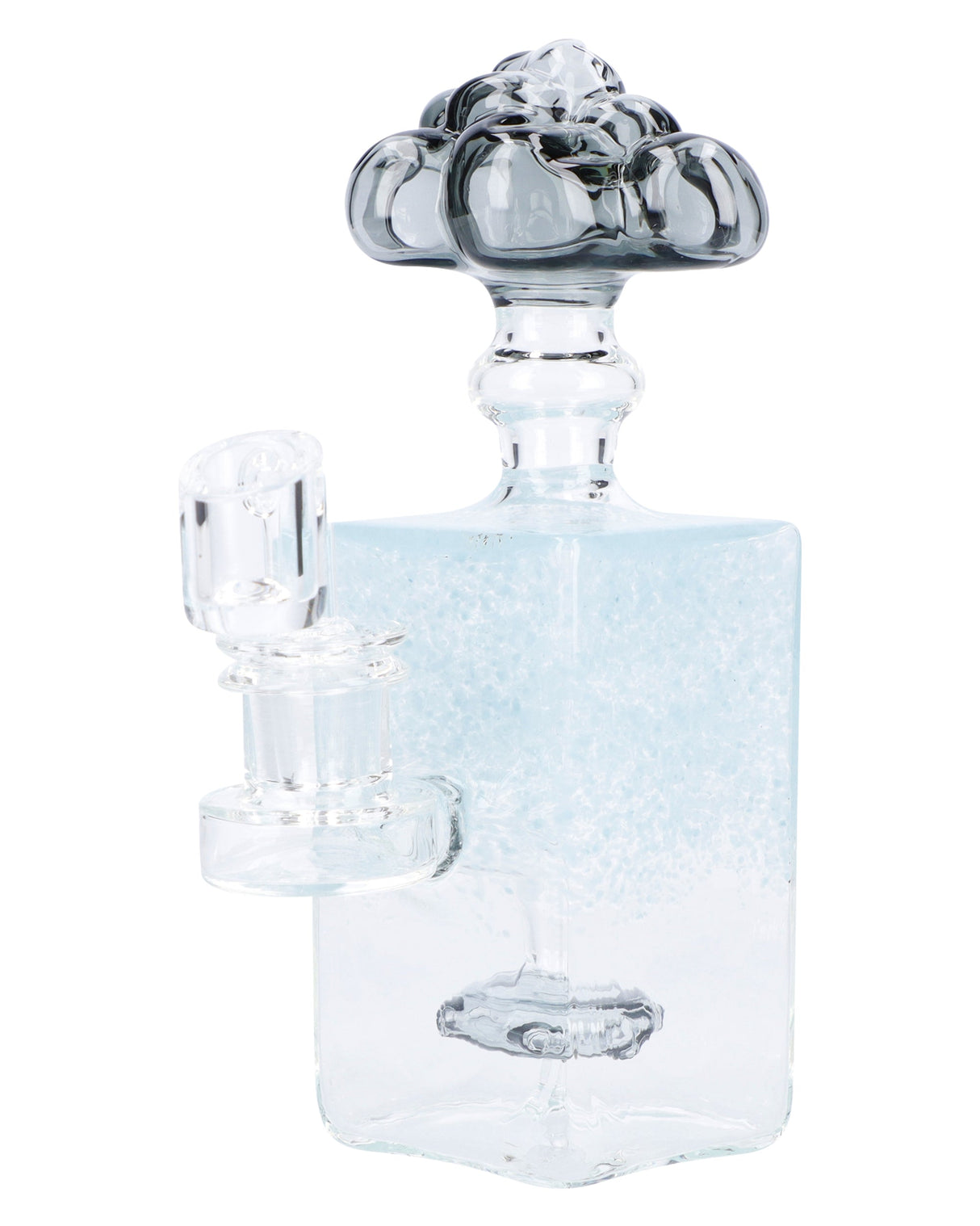 Light Blue Quartz Bubbler, 7in Borosilicate Glass, 90 Degree Joint, Front View