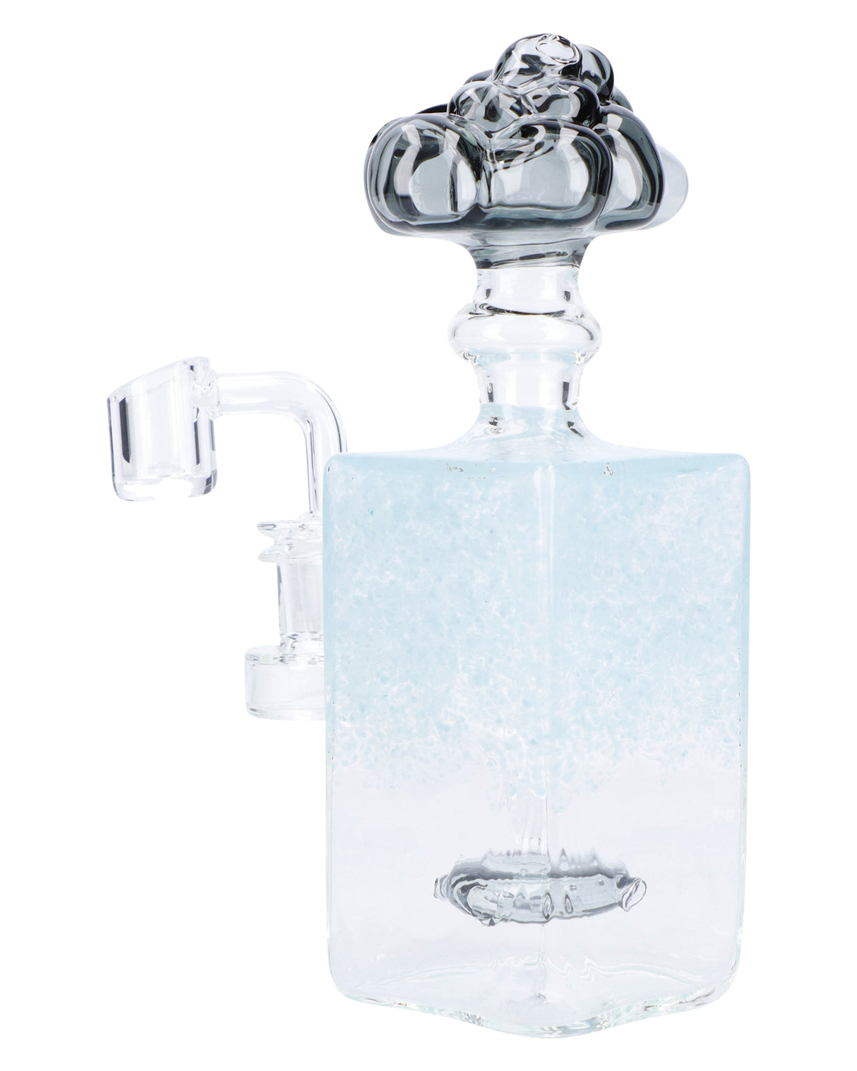 Light Blue Quartz Bubbler, 7in Borosilicate Glass, Front View on White Background