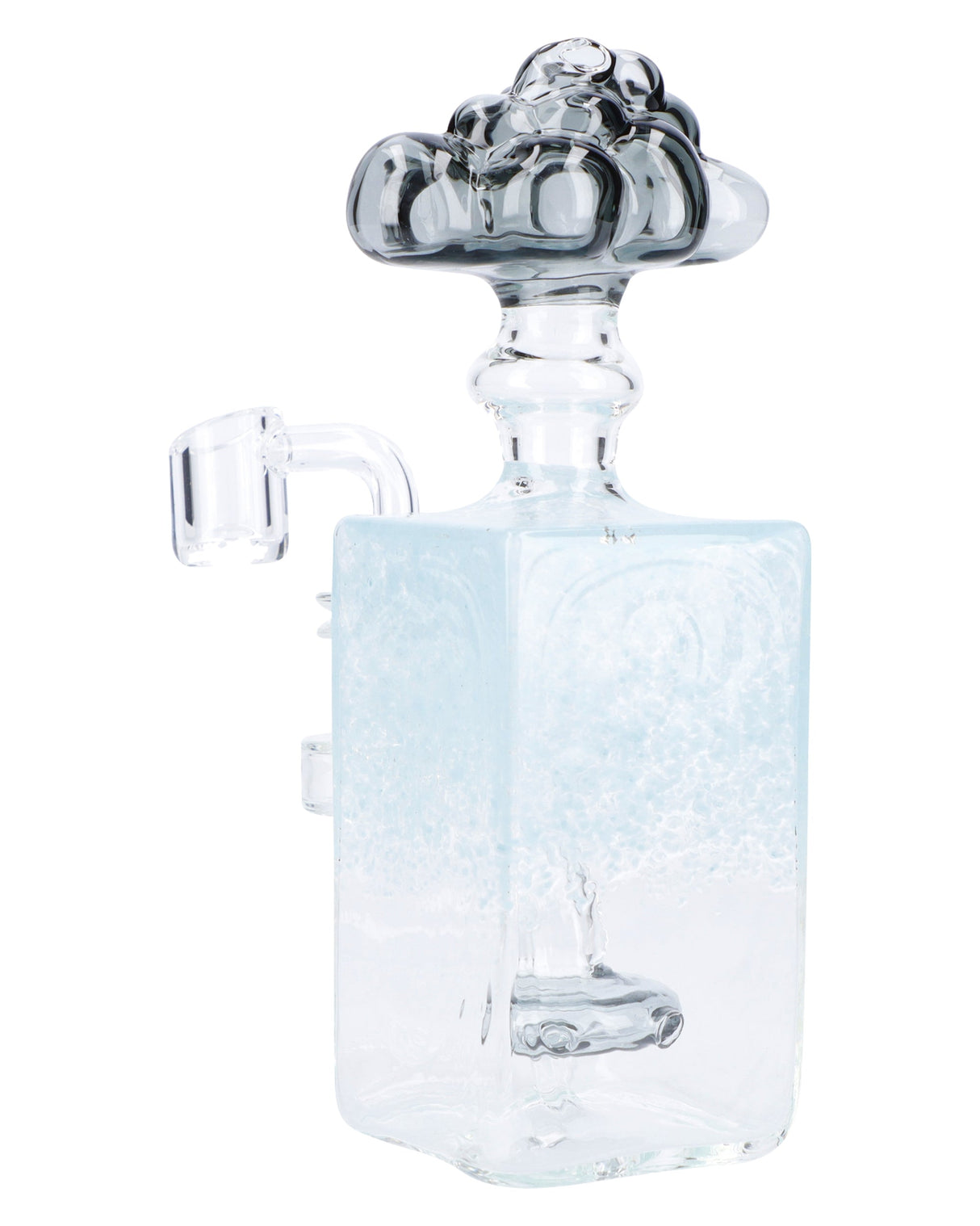 Light Blue Quartz Bubbler by Valiant Distribution, 7in Borosilicate Glass, Front View