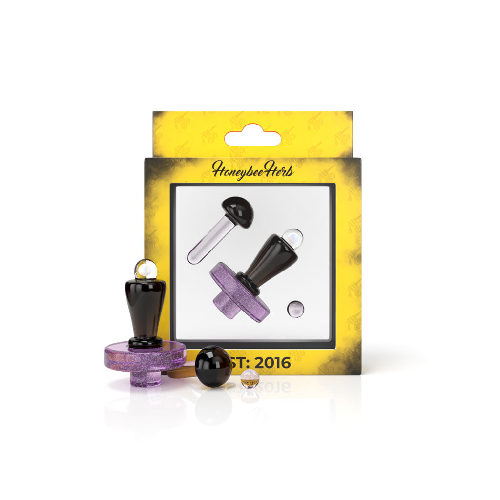 Honeybee Herb Opal Twilight Terp Slurper Set on Display Packaging with Marble and Valve