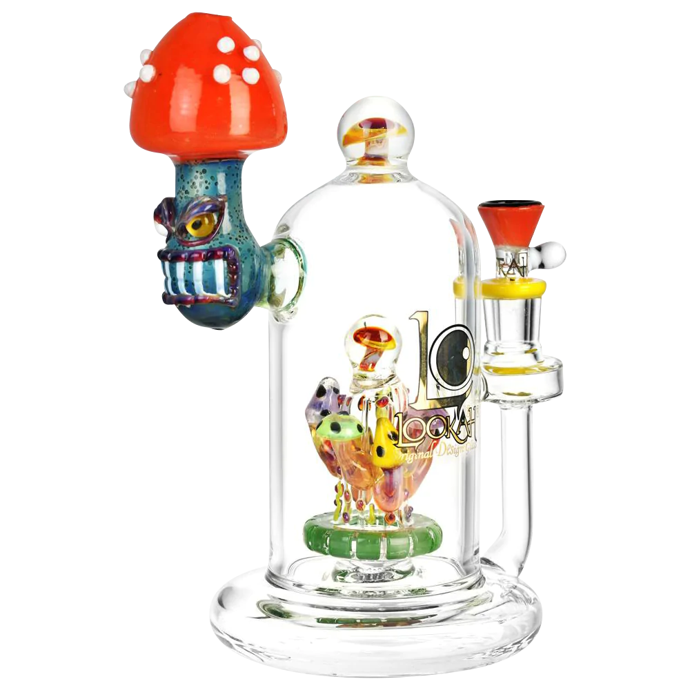 Lookah Mushroom Bell Jar Chamber Water Pipe for Dry Herbs, 90 Degree Joint, Front View