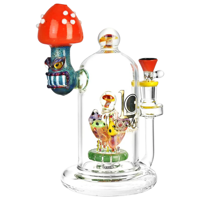 Lookah Mushroom Bell Jar Chamber Water Pipe for Dry Herbs, 90 Degree Joint, Front View