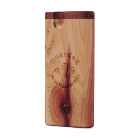 Bearded Distribution Cedar & Walnut Blunt Case front view, holds 3-6 pre-rolls, crafted in USA