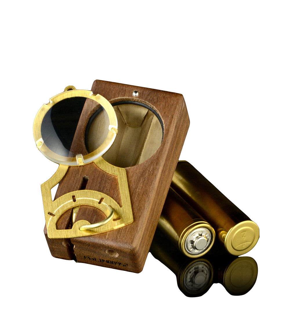 Magic Flight Launch Box Monocle Edition with Walnut Finish and Gold Batteries