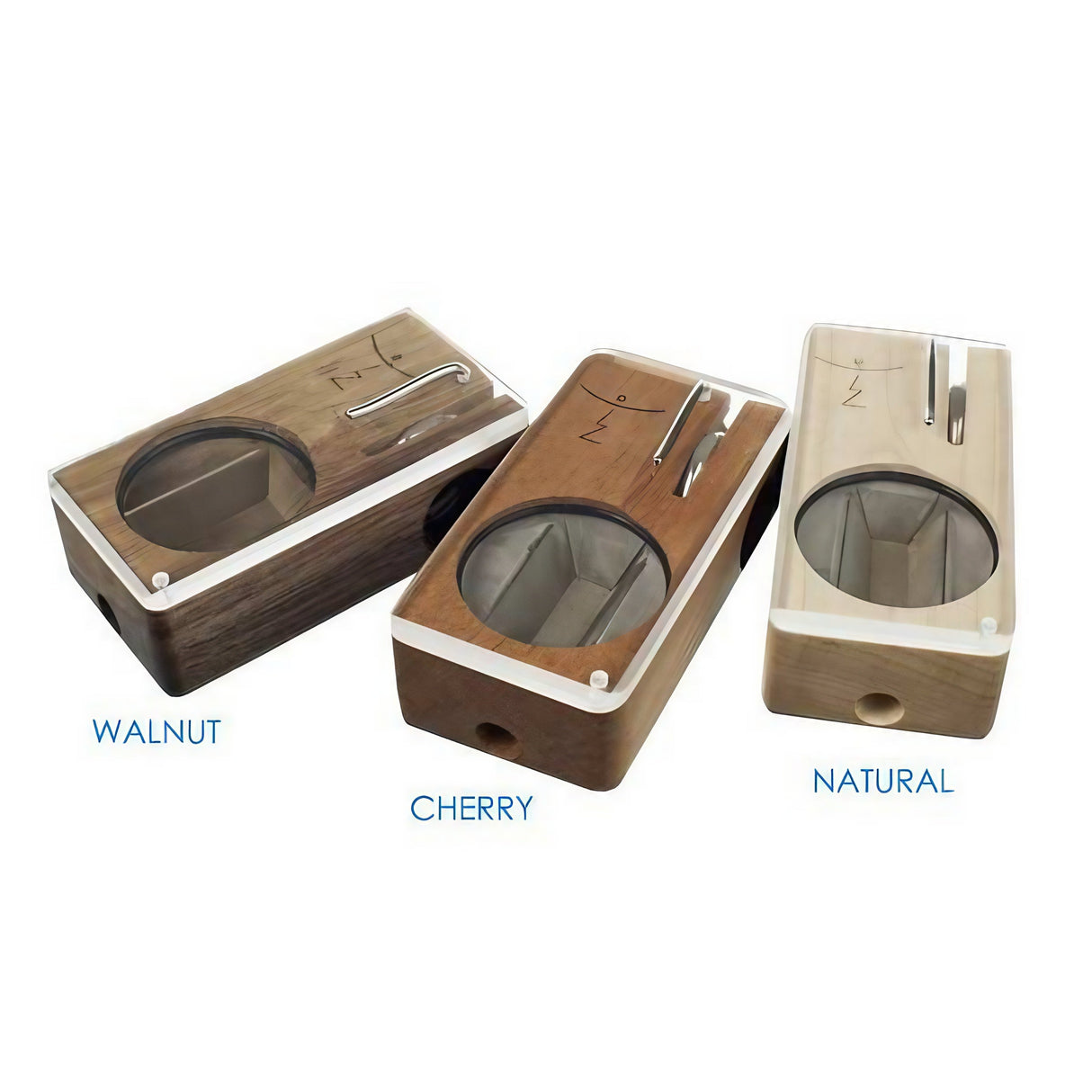 Magic Flight Launch Box Vaporizer in Walnut, Cherry, and Natural finishes