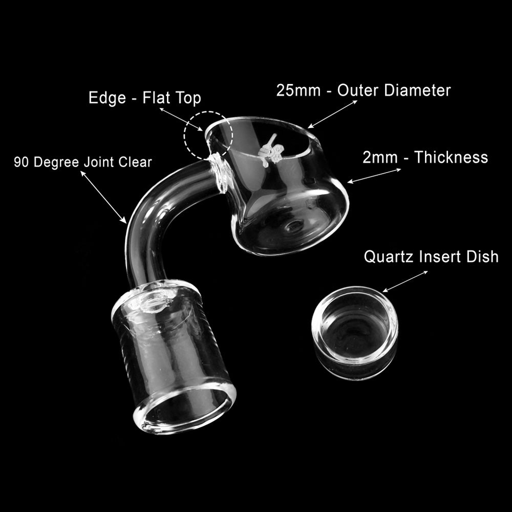 Honeybee Herb Honey Cup Quartz Banger at 90Β° angle with a 25mm flat top for dab rigs