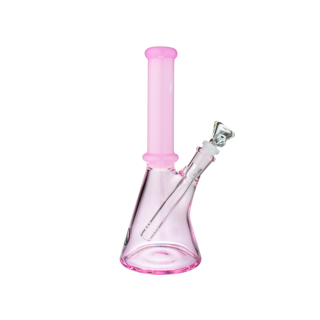 MAV Glass 10" San Pedro 2 Tone Beaker in Pink, Front View on Seamless White Background