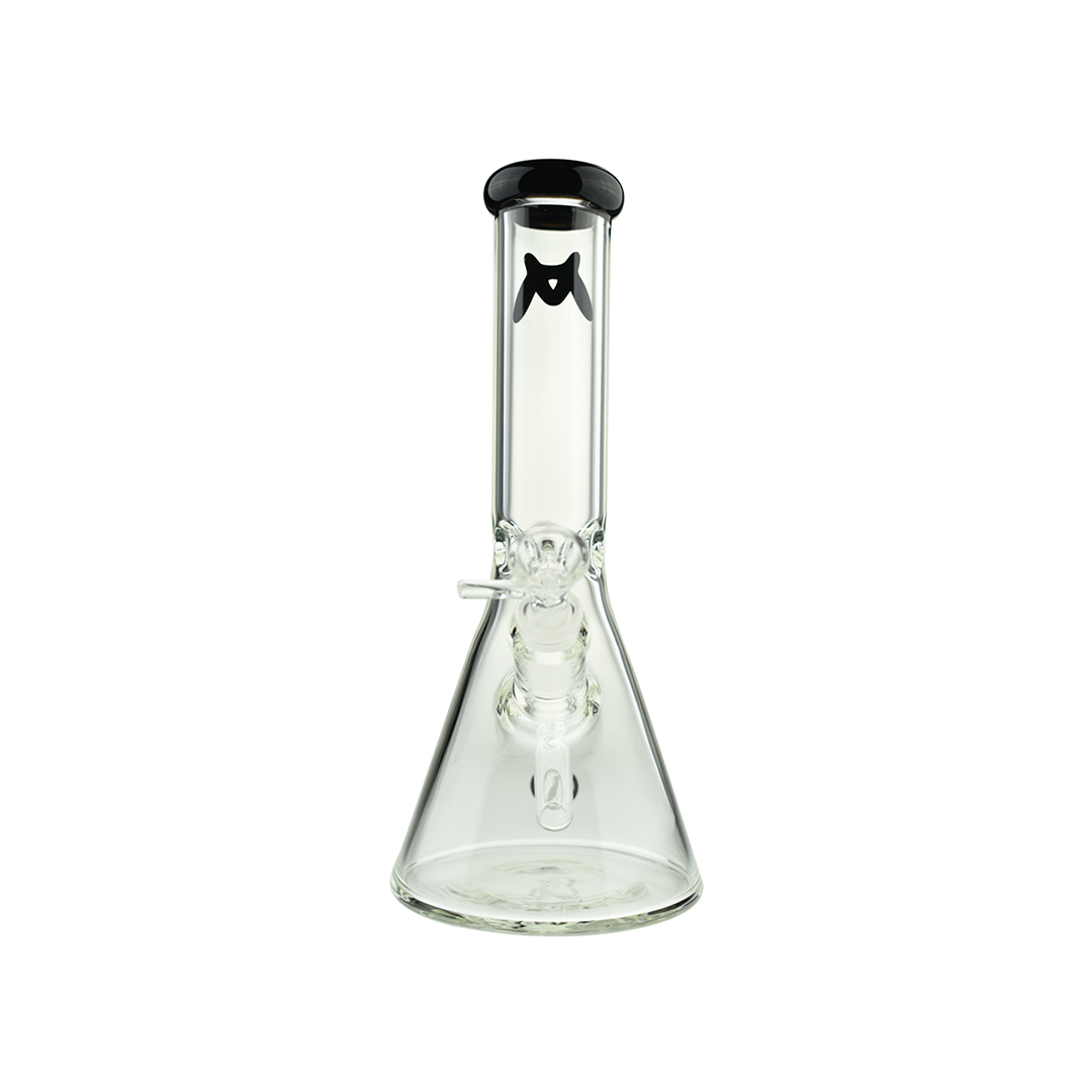 MAV Glass 10" Black Color Top Beaker Bong with Clear Downstem Front View