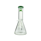 MAV Glass 10" Color Top Beaker Bong in Forest Green with Clear Base, Front View