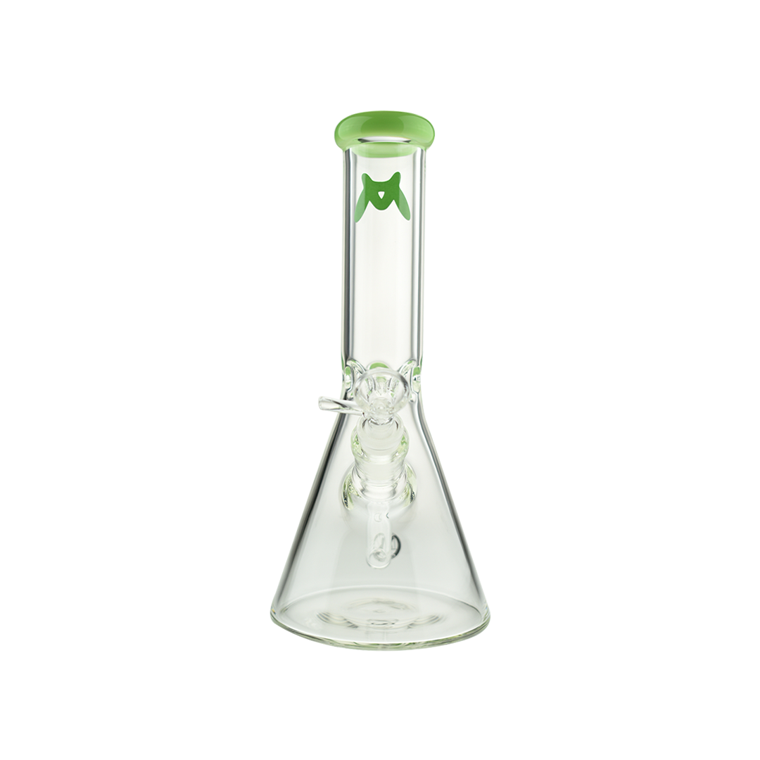 MAV Glass 10" Color Top Beaker Bong in Seafoam with Clear Down Stem - Front View