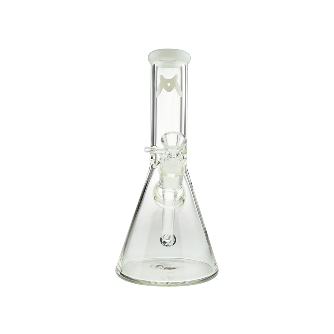 MAV Glass 10" White Color Top Beaker Bong with Clear Glass and Removable Downstem