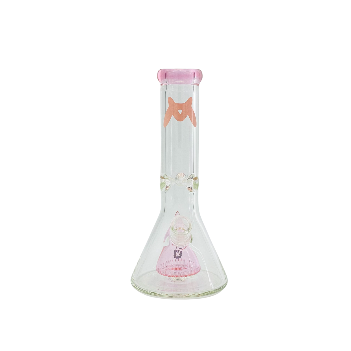 MAV Glass 12" Pink Slitted Pyramid Beaker with Clear Glass and 18-19mm Joint Size - Front View