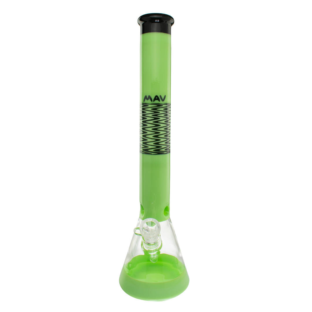 MAV Glass 18" Wig Wag Reversal Beaker Bong in Black and Slime with 50mm Diameter