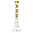 MAV Glass 18" Bamboo Gold Beaker Bong with 9mm thick glass, front view on white background