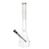 MAV Glass 18" Beaker Bong with Bat Designs and Wig Wag Downstem, Front View on White Background