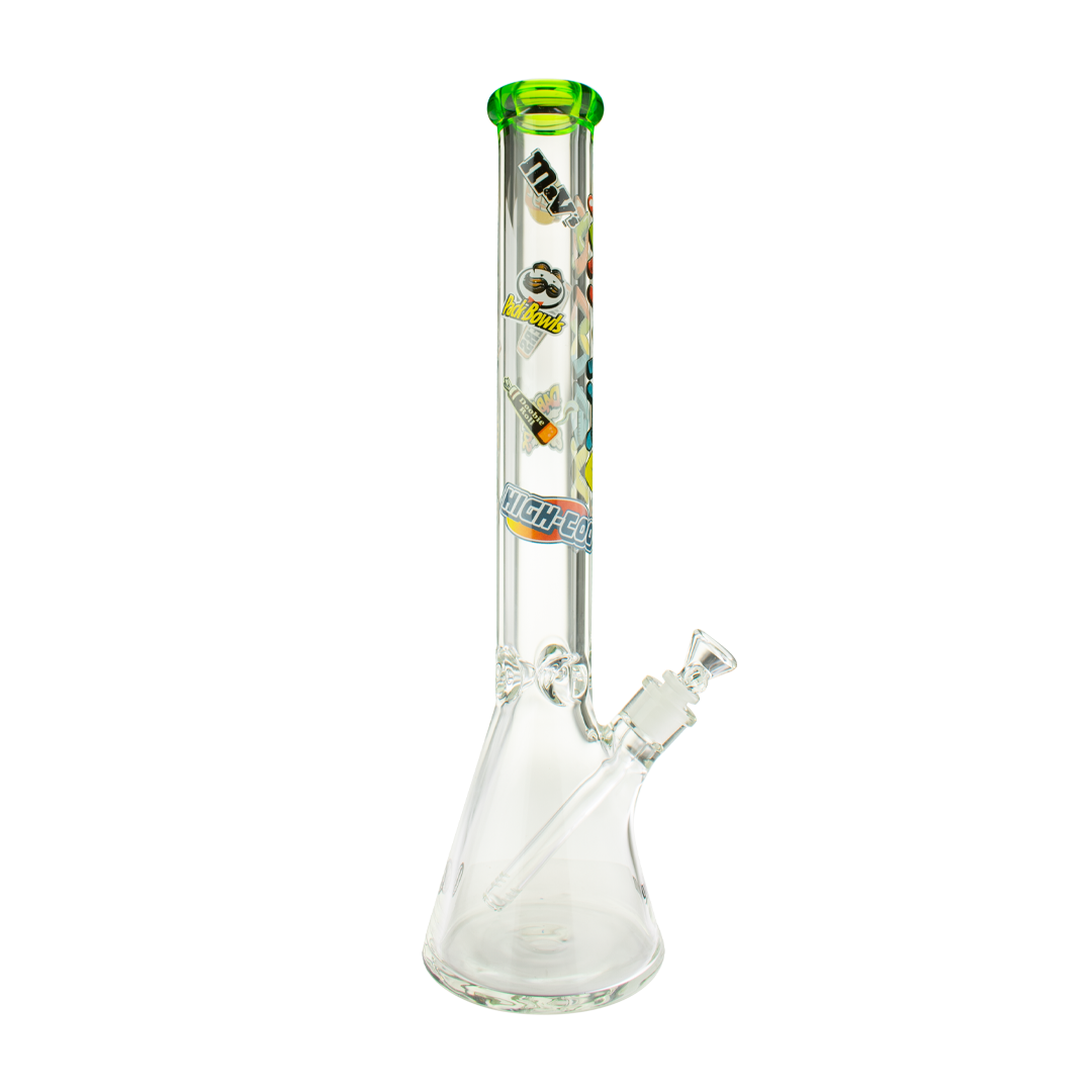 MAV Glass 18" Munchies Ooze Beaker Bong with 9mm thick glass, front view on white background