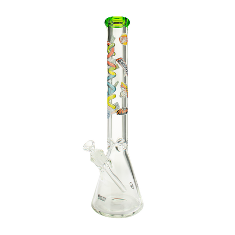 MAV Glass 18" Munchies Ooze Beaker Bong with thick glass and clear design, front view on white background