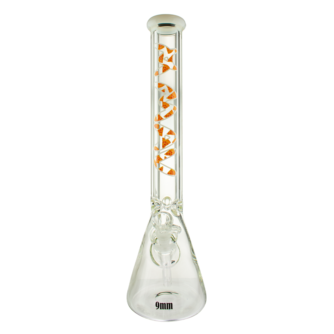 MAV Glass 18" White Pizza Beaker Bong with 9mm Thickness Front View
