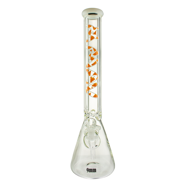MAV Glass 18" White Pizza Beaker Bong with 9mm Thickness Front View