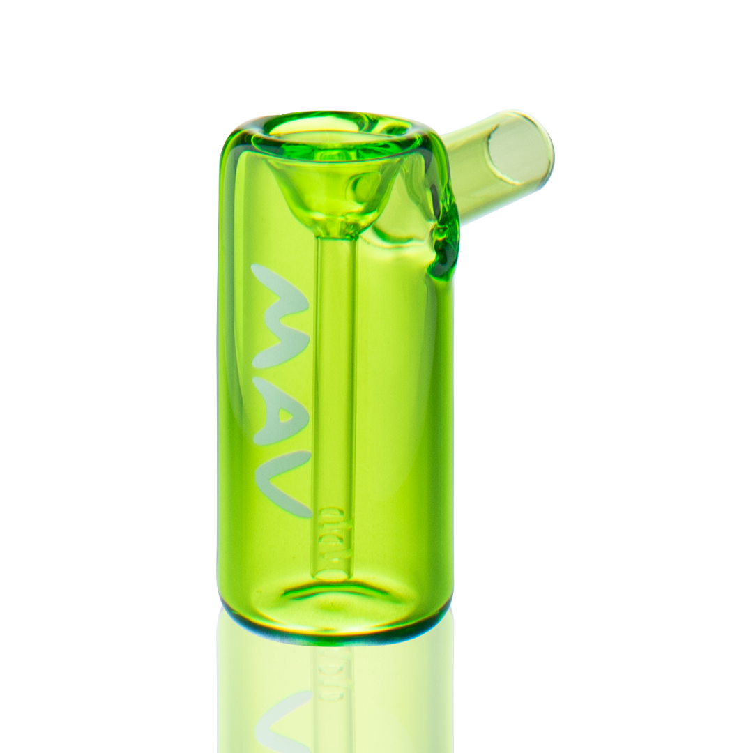MAV Glass 2.5" Mini Hammer Bubbler in vibrant green, front view on a seamless white background