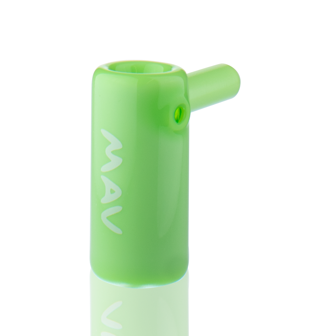 MAV Glass 2.5" Mini Standing Hammer Bubbler in Slime Green - Angled Side View