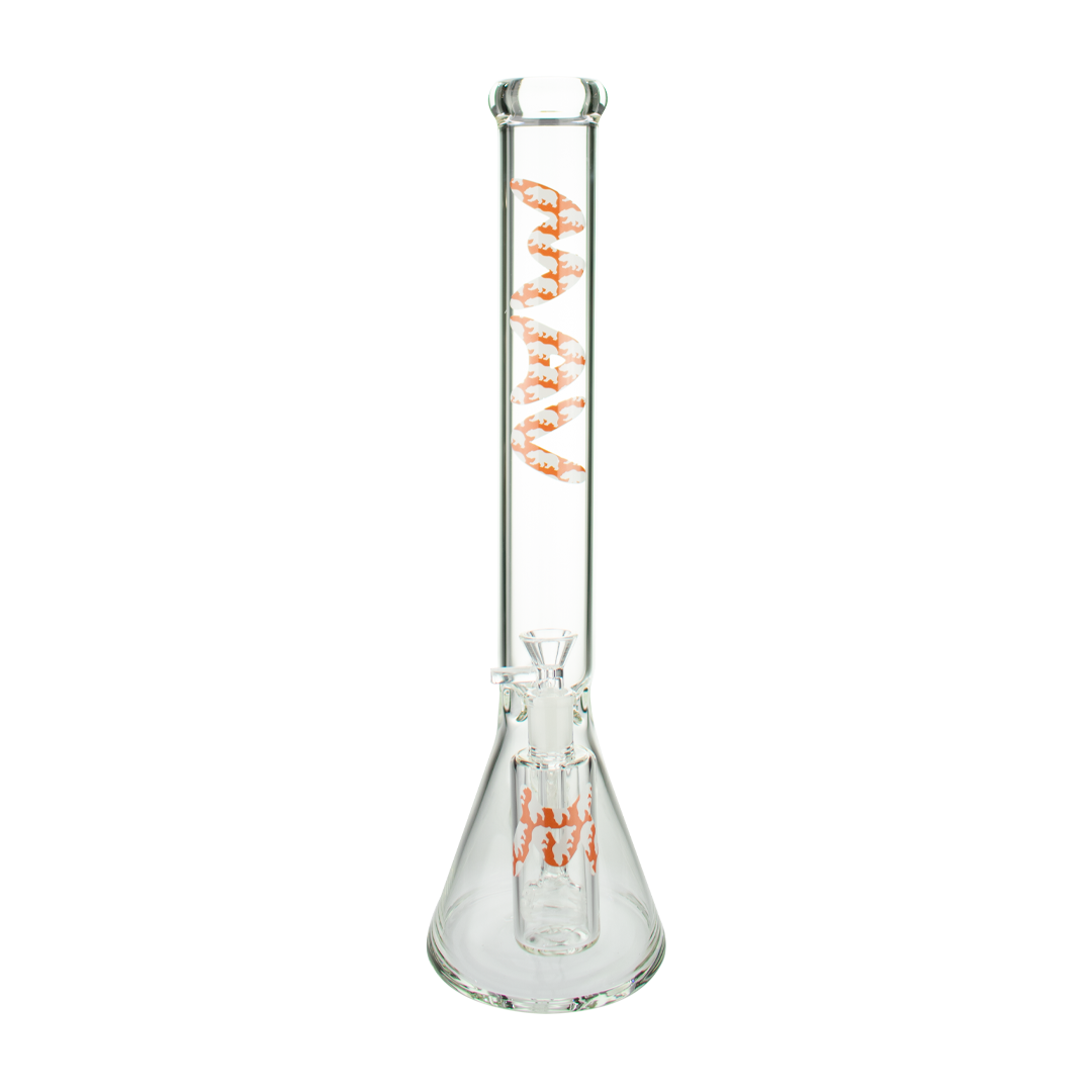 MAV Glass 18" Beaker Bong with Cali Bear Design and Ashcatcher Combo Set, Front View